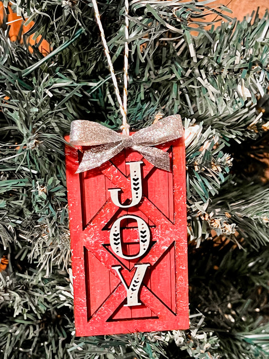 Joy Barn Door Ornament
